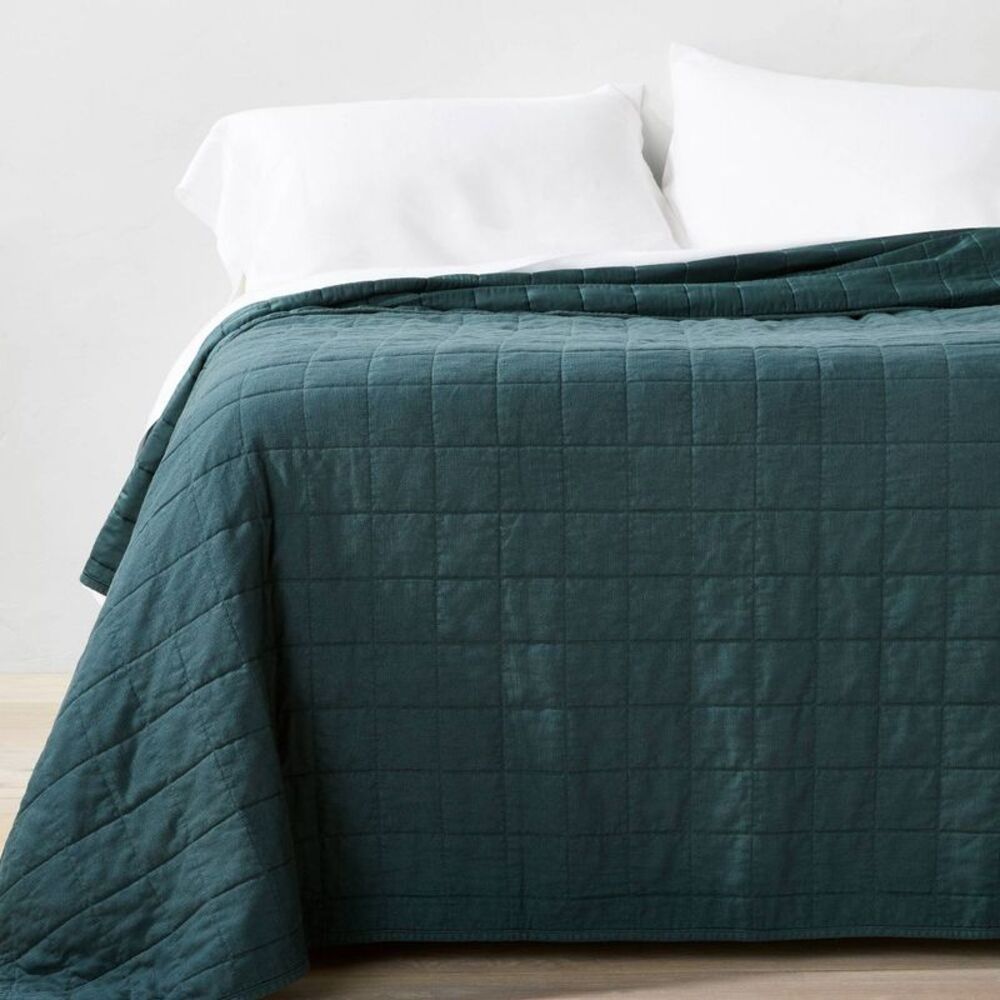 King Heavyweight Rayon Cotton Blend Woven Quilt - Dark Teal Blue